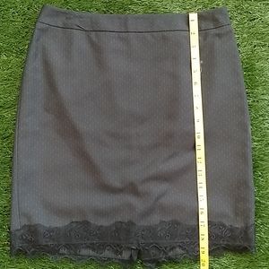 Ann Taylor Black w/ white dots lace trim skirt NWT